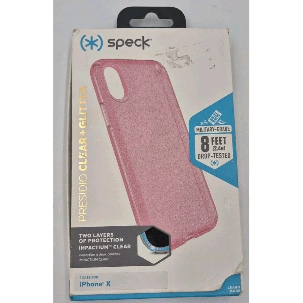 SPECK PRESIDIO PINK GLITTER IPHONE X CASE-DESIGNED FOR IMPACT